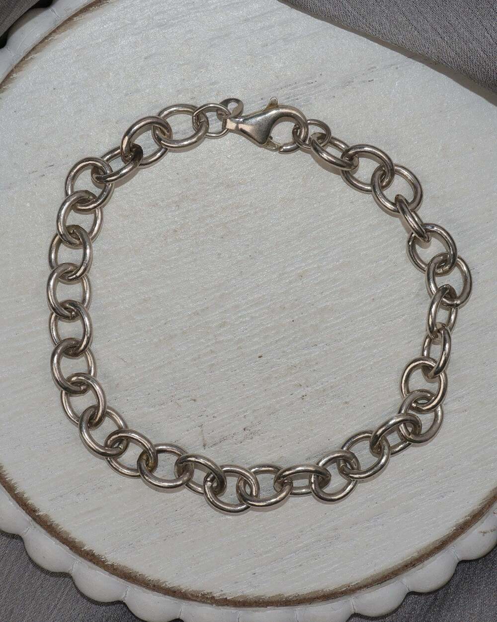 Vintage Sterling Silver Chain Bracelet 12.4G / 7.5in / 7.5mm N1554